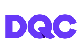Stylized letters DQC in purple
