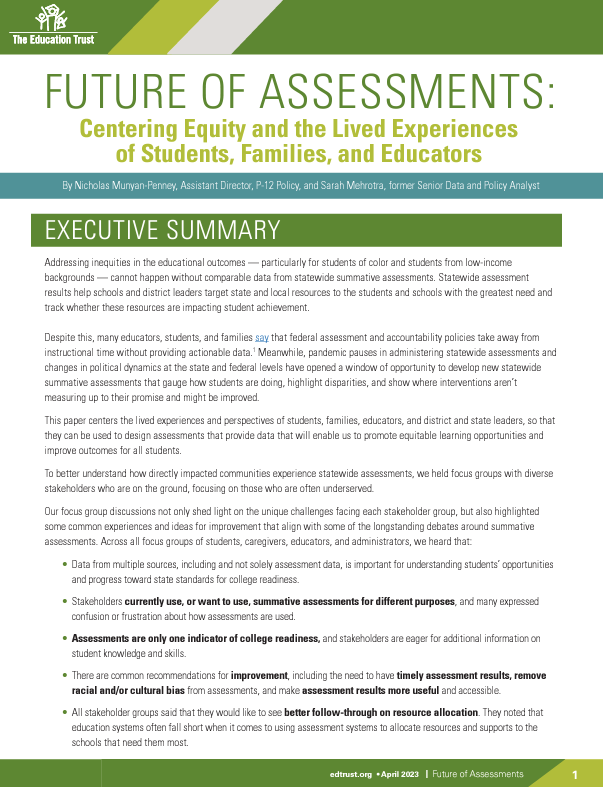 Future of Assessments: Centering Equity and the Lived Experiences of ...