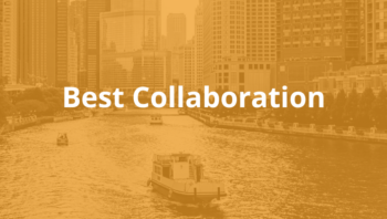 Skyline of Chicago with a orange overlay and the text "best collaboration"