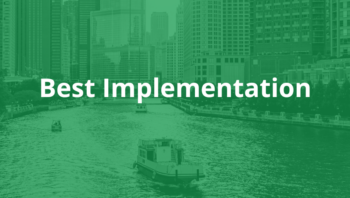 Skyline of Chicago with a green overlay and the text "best collaboration"