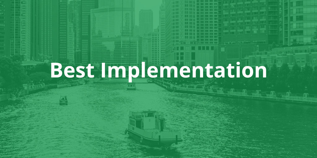 Skyline of Chicago with a green overlay and the text "best collaboration"