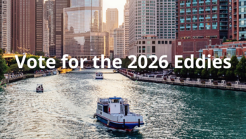 skyline of Chicago with the text "Vote for the 2026 Eddies"